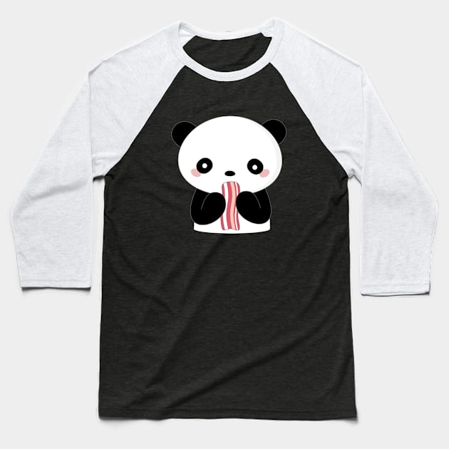 Kawaii Bacon Loving Panda T-Shirt Baseball T-Shirt by happinessinatee